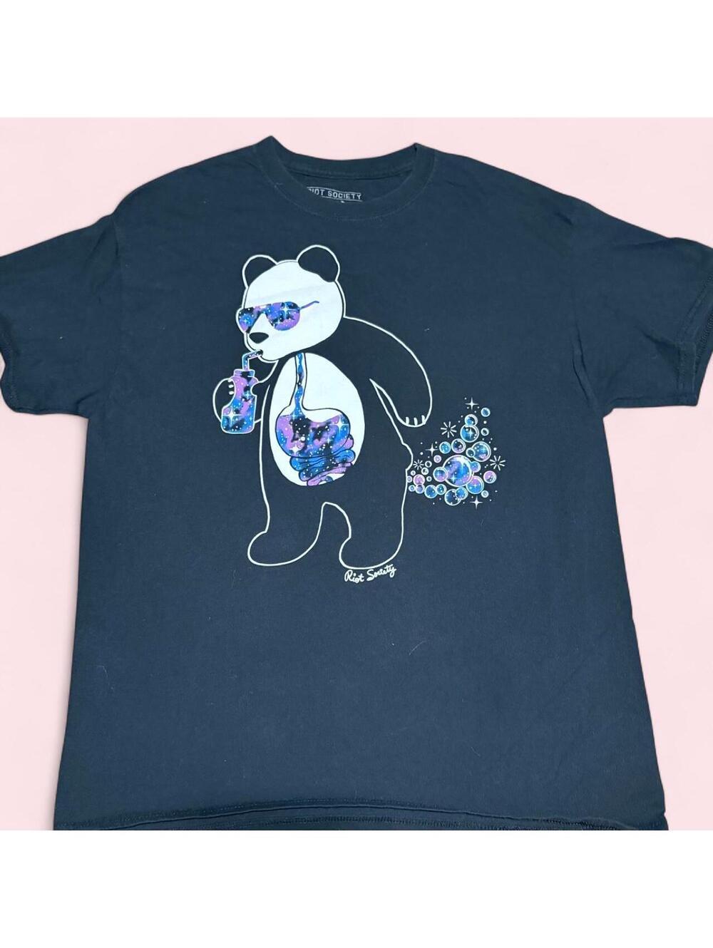 Riot Society Cool Bear Galaxy Graphic T-Shirt — Size L - 0445
